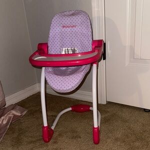 Bitty Baby Doll High Chair with Pink Accents vintage American girl